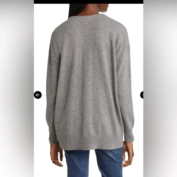 Madewell V-Neck Merino Wool blend  Relaxed Cardigan Heather Pewter, size M - Picture 10 of 11